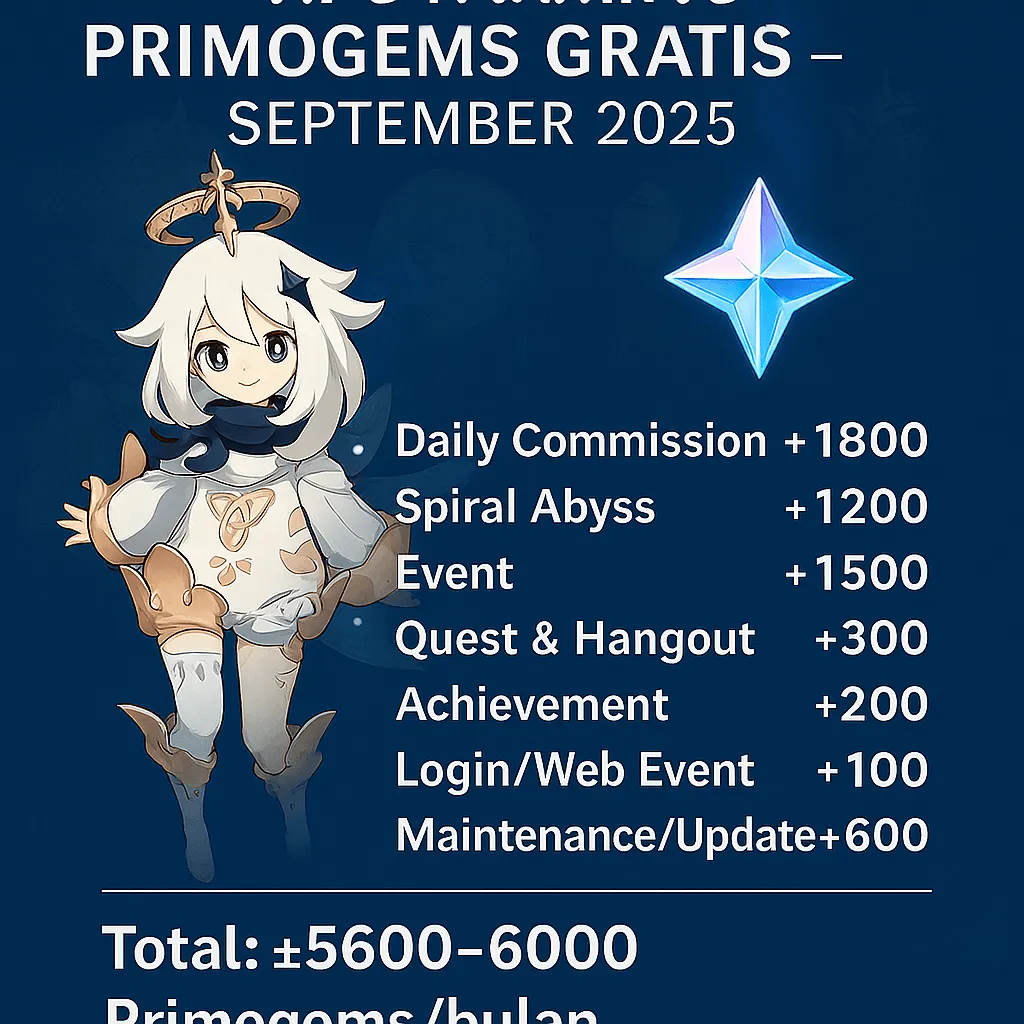 Tips Farming Primogems Gratis di Genshin Impact (Panduan Lengkap 2025)