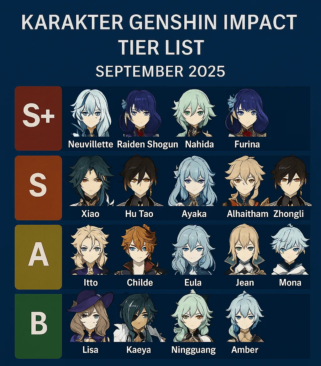 Karakter Genshin Impact Tier List September 2025