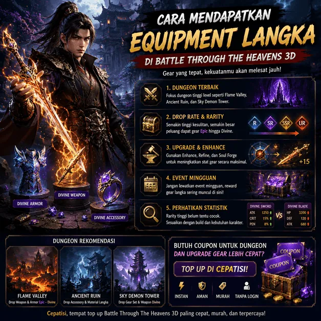 Cara Mendapatkan Equipment Langka di Battle Through the Heavens 3D