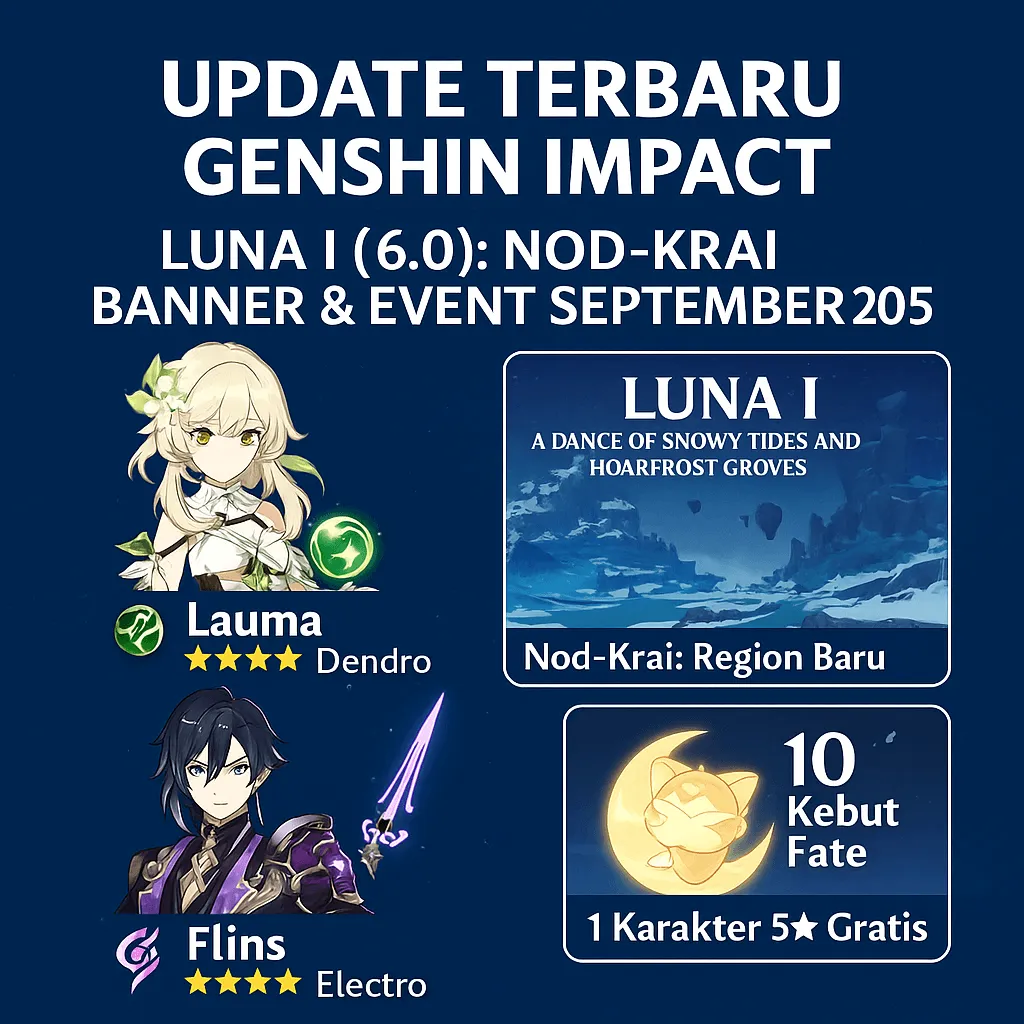 Update Terbaru Genshin Impact – Luna I (6.0): Nod-Krai, Banner & Event September 2025