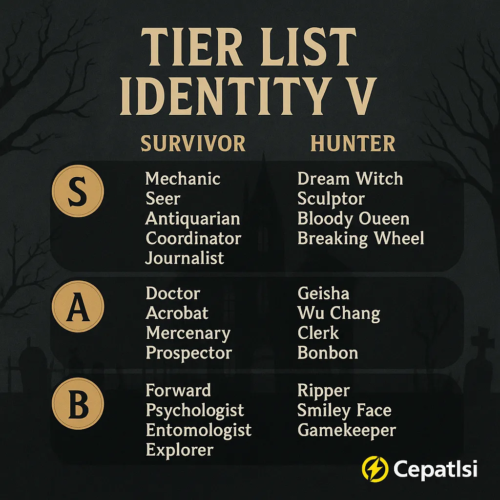 Tier List Identity V 2025: Survivor & Hunter Terkuat di Meta Terbaru