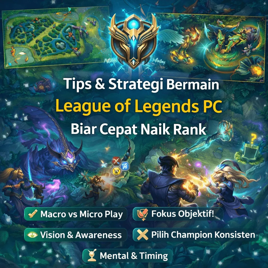 🧠 Tips & Strategi Bermain League of Legends PC Biar Cepat Naik Rank